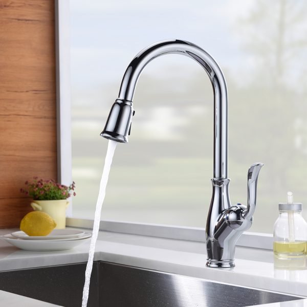 Single Handle 1 Hole Pull-Down Kitchen Faucet in Chrome -Model# KSK1114C