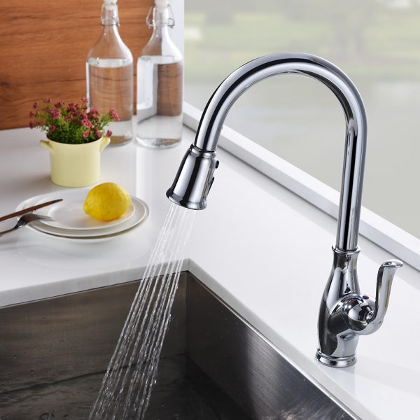 Single Handle 1 Hole Pull-Down Kitchen Faucet in Chrome -Model# KSK1114C