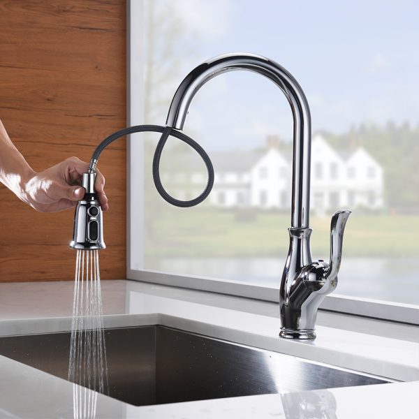 Single Handle 1 Hole Pull-Down Kitchen Faucet in Chrome -Model# KSK1114C