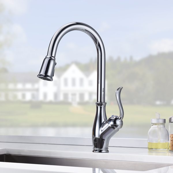 Single Handle 1 Hole Pull-Down Kitchen Faucet in Chrome -Model# KSK1114C