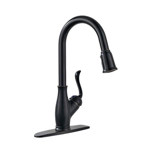 Single Handle 1 Hole Pull-Down Kitchen Faucet in Oil Rubbed Bronze Model# KSK1114RB