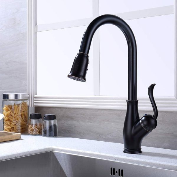Single Handle 1 Hole Pull-Down Kitchen Faucet in Oil Rubbed Bronze Model# KSK1114RB
