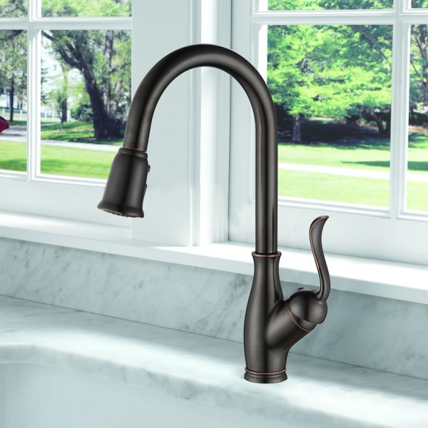 Single Handle 1 Hole Pull-Down Kitchen Faucet in Oil Rubbed Bronze Model# KSK1114RB