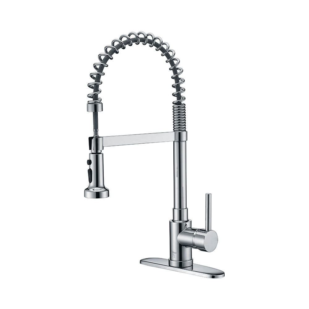 Single Handle 1 Hole Pull-Down Spring Kitchen Faucet in Chrome Model# KSK1115C