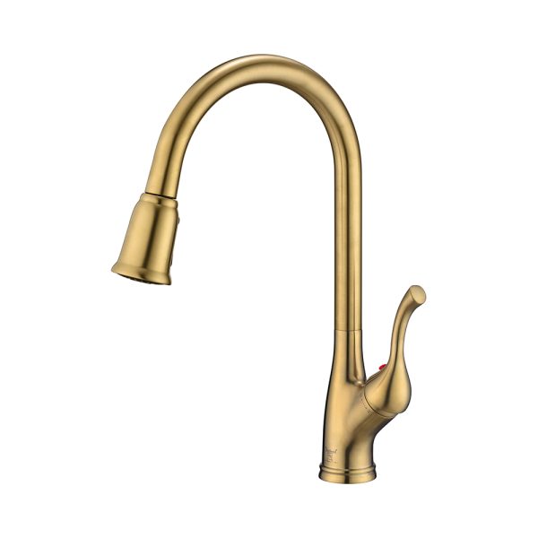 Single Handle 1 Hole Pull-Down Kitchen Faucet in Satin Gold – Model# KSK1117SG