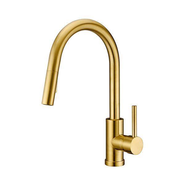 Single Handle 1 Hole Pull-down Kitchen Faucet in Satin Gold Model# KSK1120SG