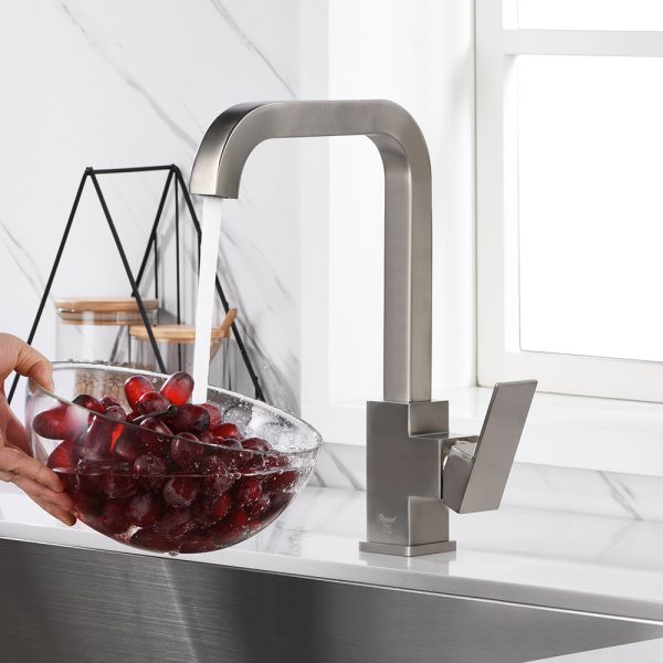 Single Handle 1 Hole High-Arc Kitchen Faucet in Brushed Nickel – Model# KSK1121BN