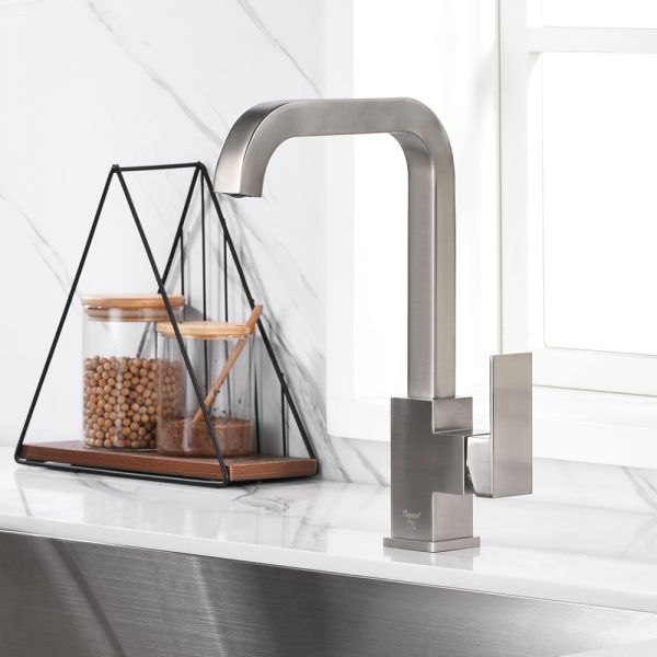 Single Handle 1 Hole High-Arc Kitchen Faucet in Brushed Nickel – Model# KSK1121BN