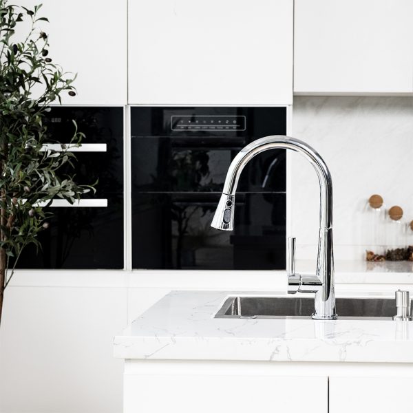 Single Handle Pull-Down 1 Hole Kitchen Faucet in Chrome Model# KSK1123C