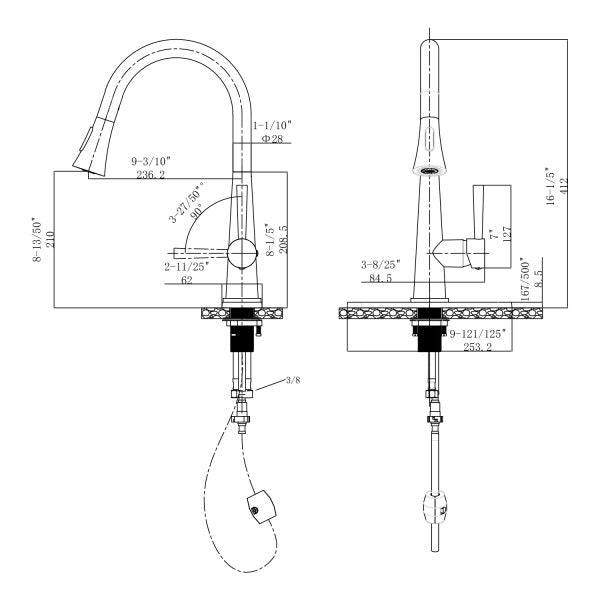 Single Handle Pull-Down 1 Hole Kitchen Faucet in Chrome Model# KSK1123C