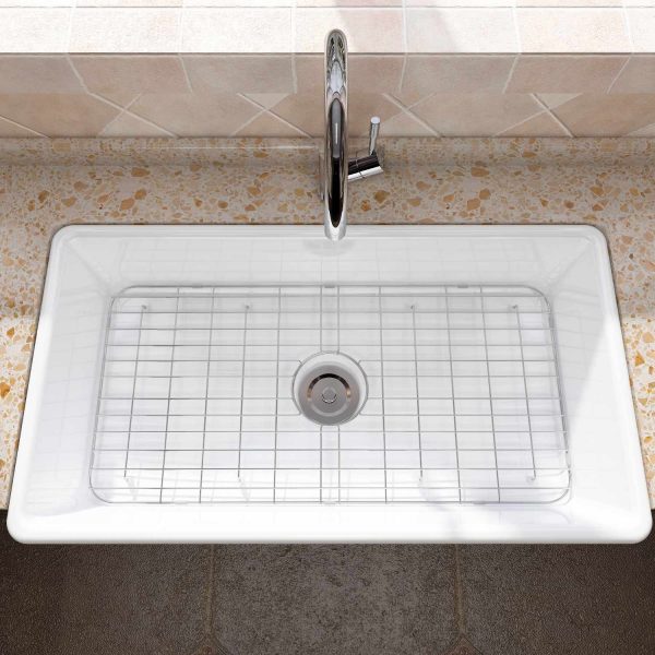 Oakland 36″ Single Bowl Porcelain Apron Farm Sink in White Model # KPF3620W-CB