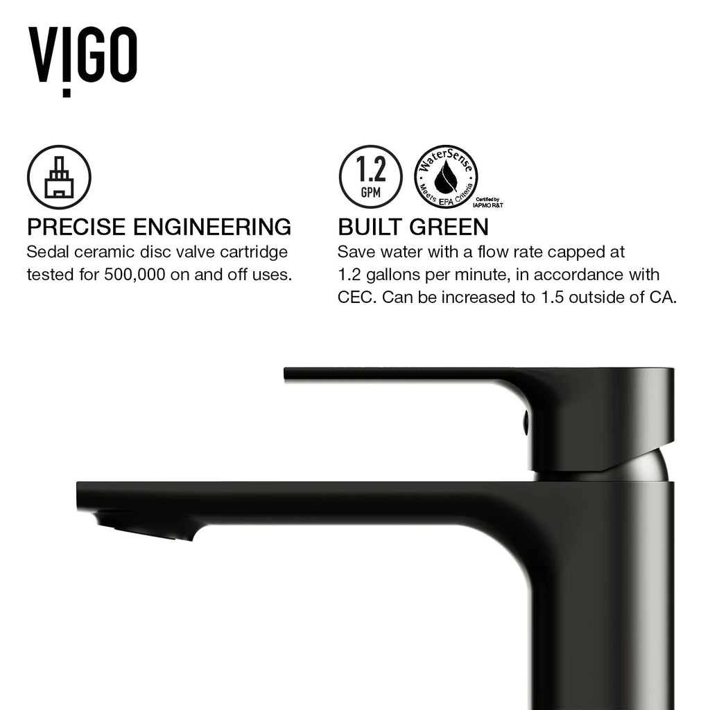 VIGO - Davidson Single Hole Single Lever Bathroom Faucet In Matte Black Model# VG01043MB