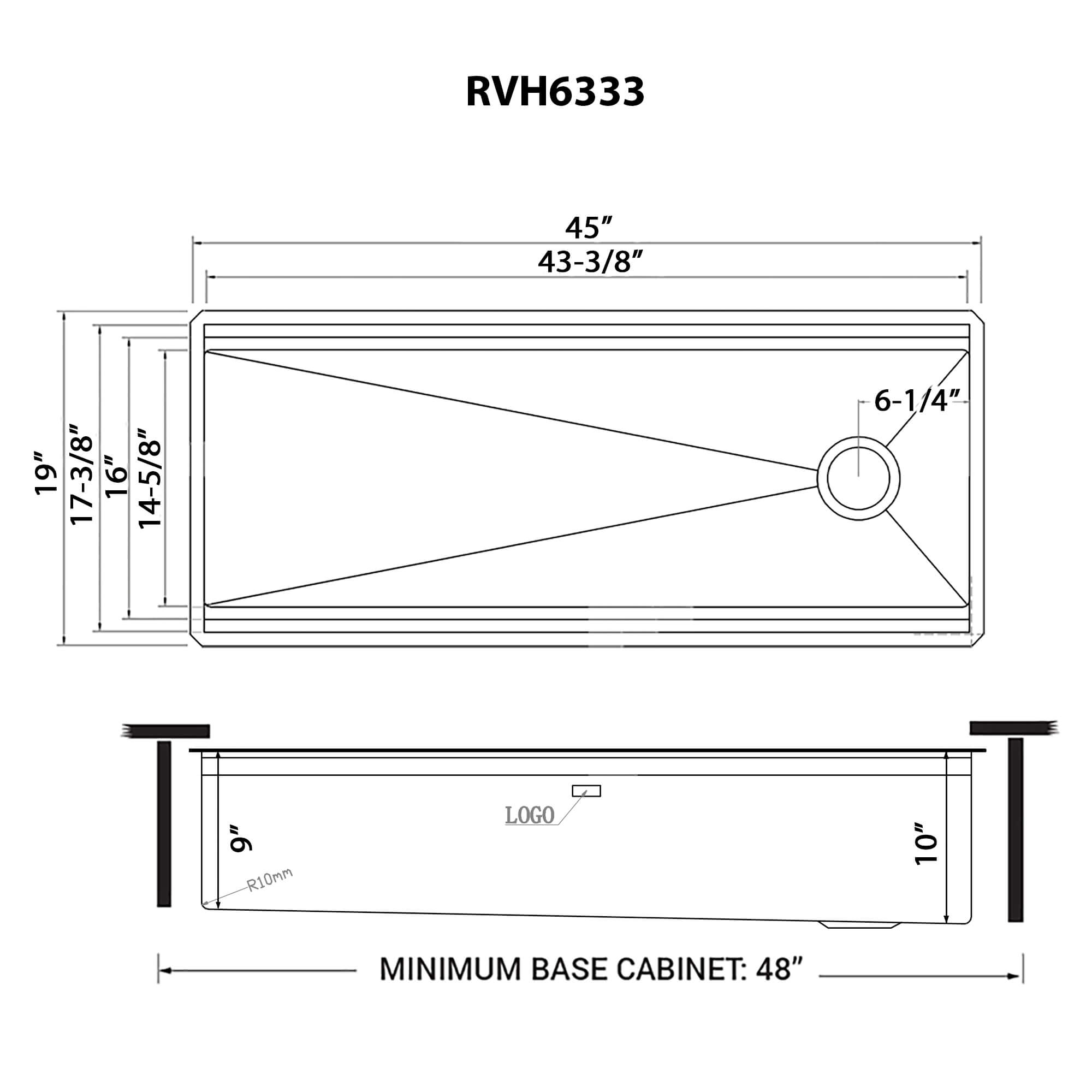 Dual-Tier Pro Ruvati 45" Matte Gold Stainless Steel Workstation Two-Tiered Ledge Undermount Kitchen Sink – Model# RVH6333GG