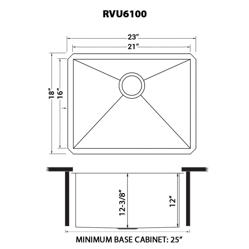 Savona Ruvati 23″ x 18″ x 12″ Deep Laundry Utility Sink Undermount 16 Gauge Stainless Steel – Model# RVU6100
