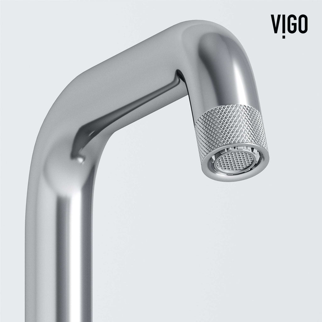 VIGO - Cass Single Hole Bathroom Faucet with Knurled Wheel Handle In Chrome Model# VG01047CH