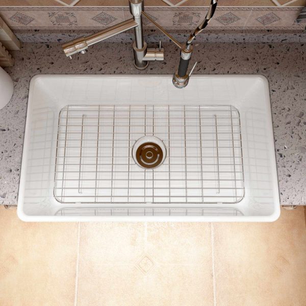 Oakland 33″ Single Bowl Porcelain Apron Farm Sink in White Model # KPF3320W-CB