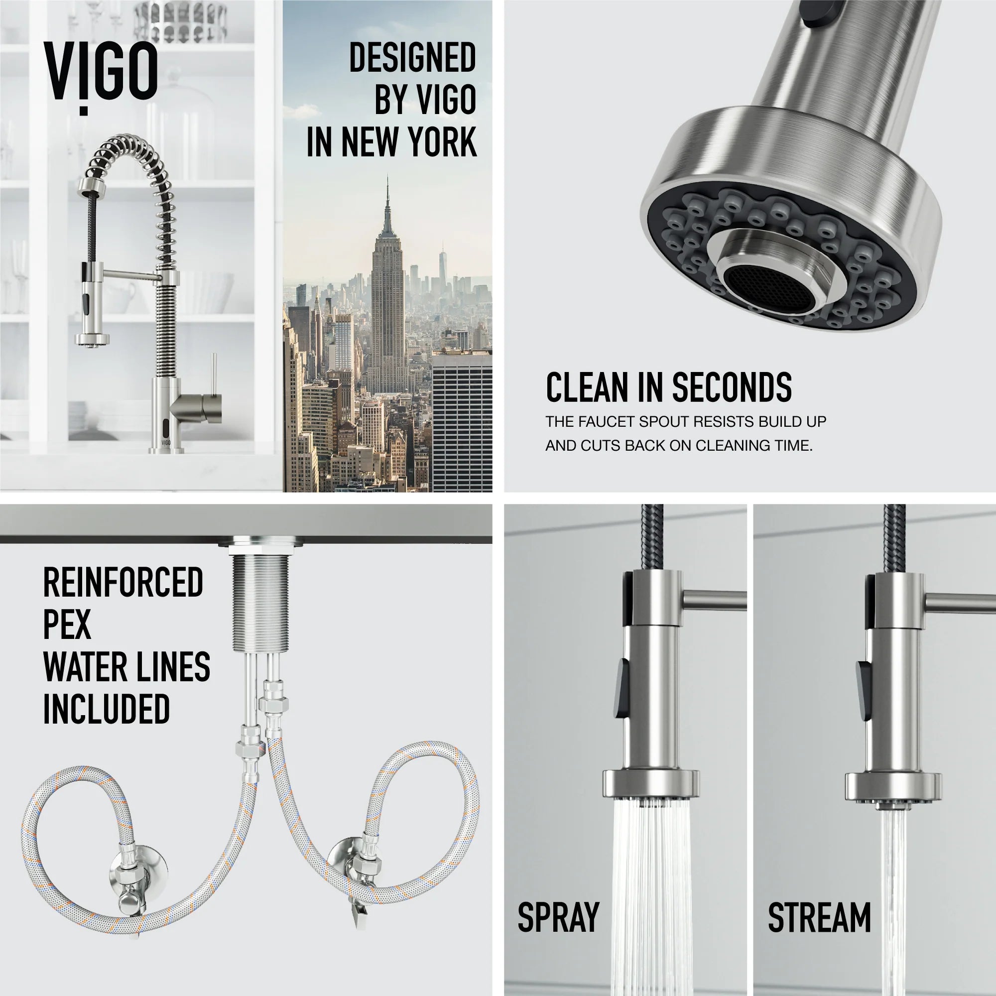 VIGO - Edison 19" Single Handle Smart Pull-Down Touchless Kitchen Faucet With Spring In Stainless Steel Finish Model# VG02001STS
