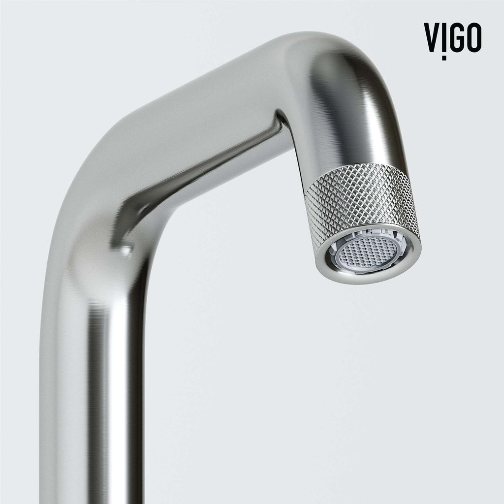 VIGO - Cass Single Hole Bathroom Faucet with Knurled Wheel Handle In Brushed Nickel Model# VG01047BN