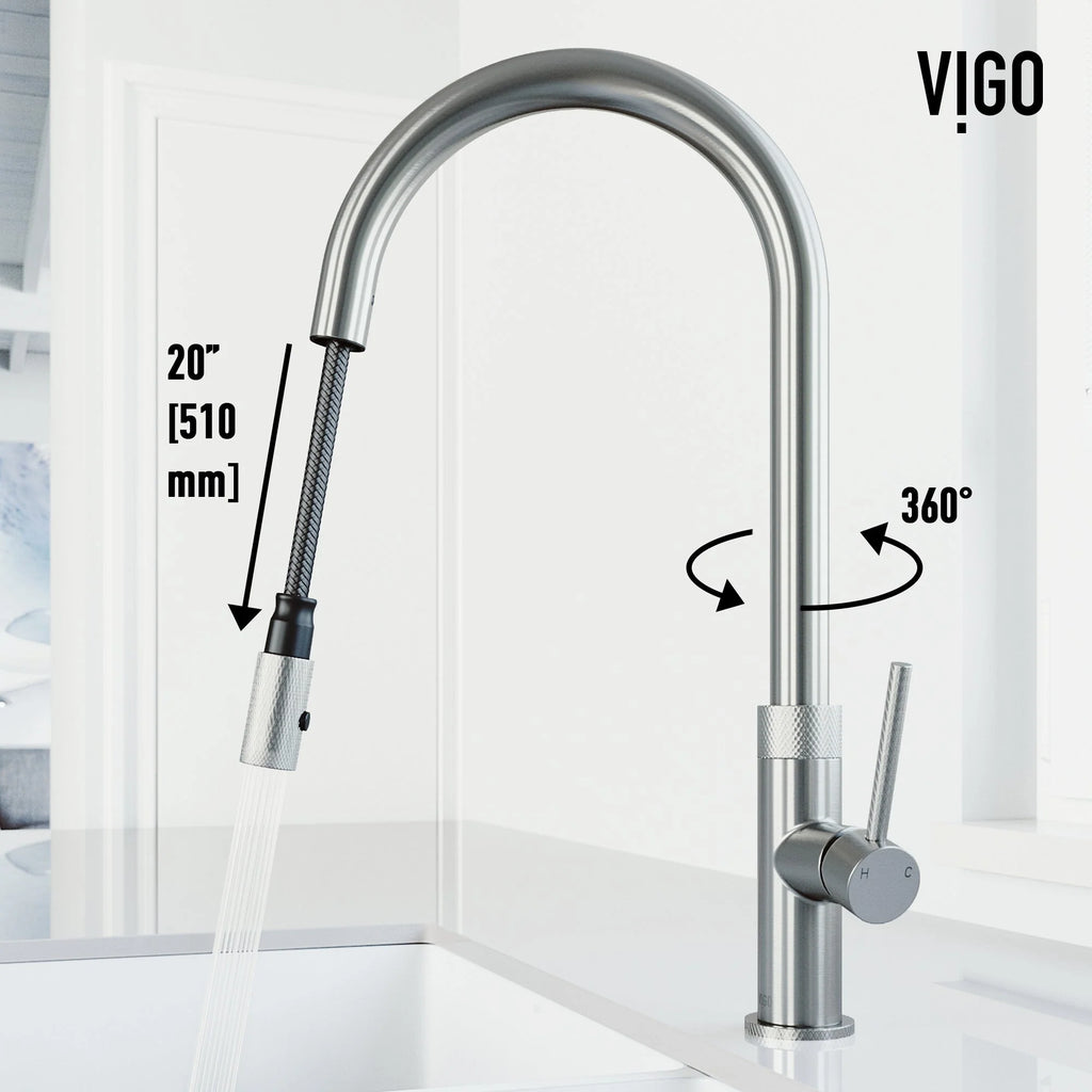 VIGO - Bristol Pull-Down Single Lever Kitchen Faucet In Stainless Steel Model# VG02033ST