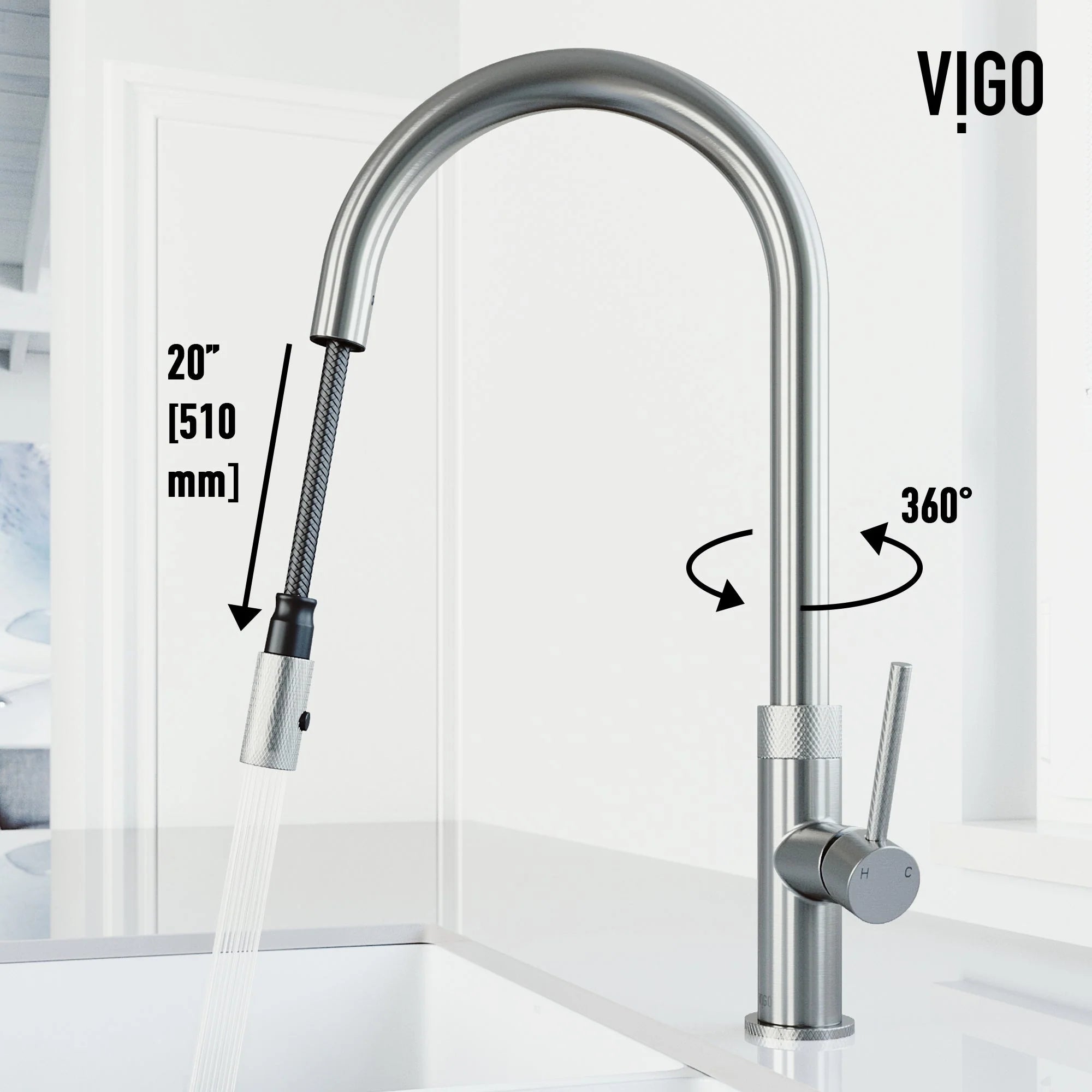 VIGO - Bristol Pull-Down Single Lever Kitchen Faucet In Stainless Steel Model# VG02033ST