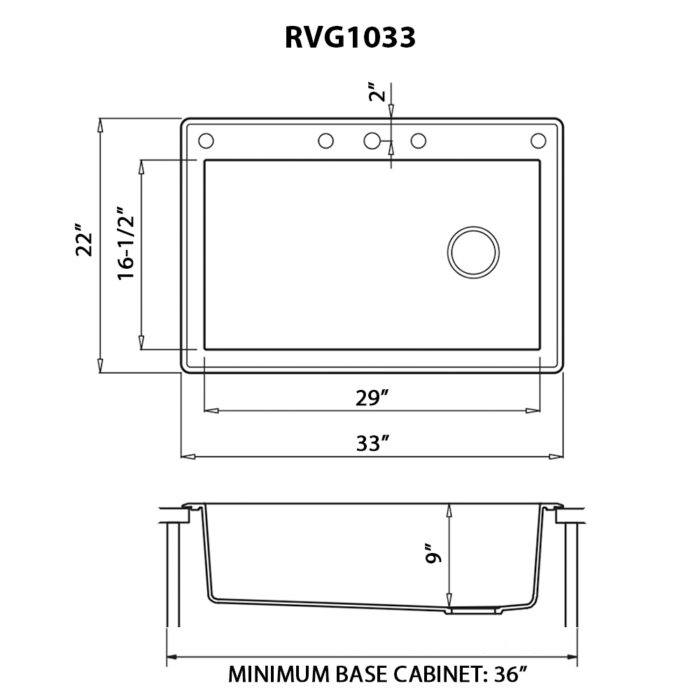 epiGranite Model: RVG1033ES Ruvati 33 x 22 inch epiGranite Drop-in Topmount Granite Composite Quartz Single Bowl Kitchen Sink – Espresso Brown – RVG1033ES