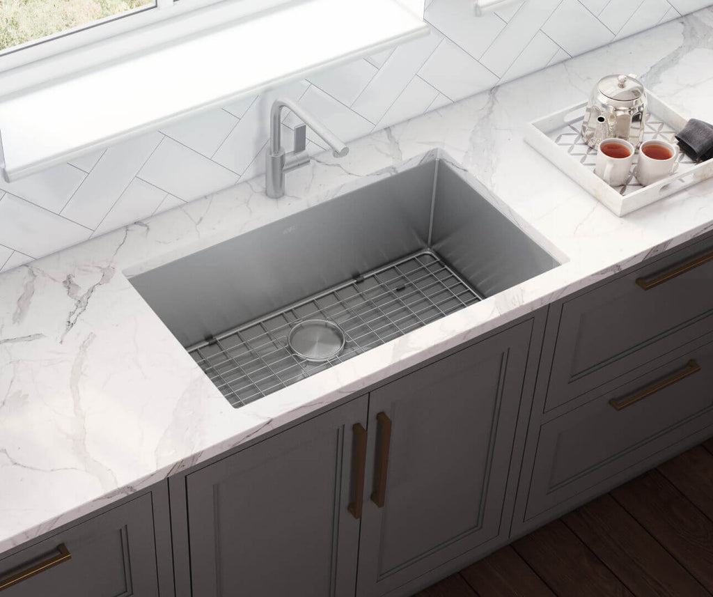 Gravena Ruvati 32-inch Undermount 16 Gauge Rounded Corners Kitchen Sink Stainless Steel Single Bowl – Model# RVH7400