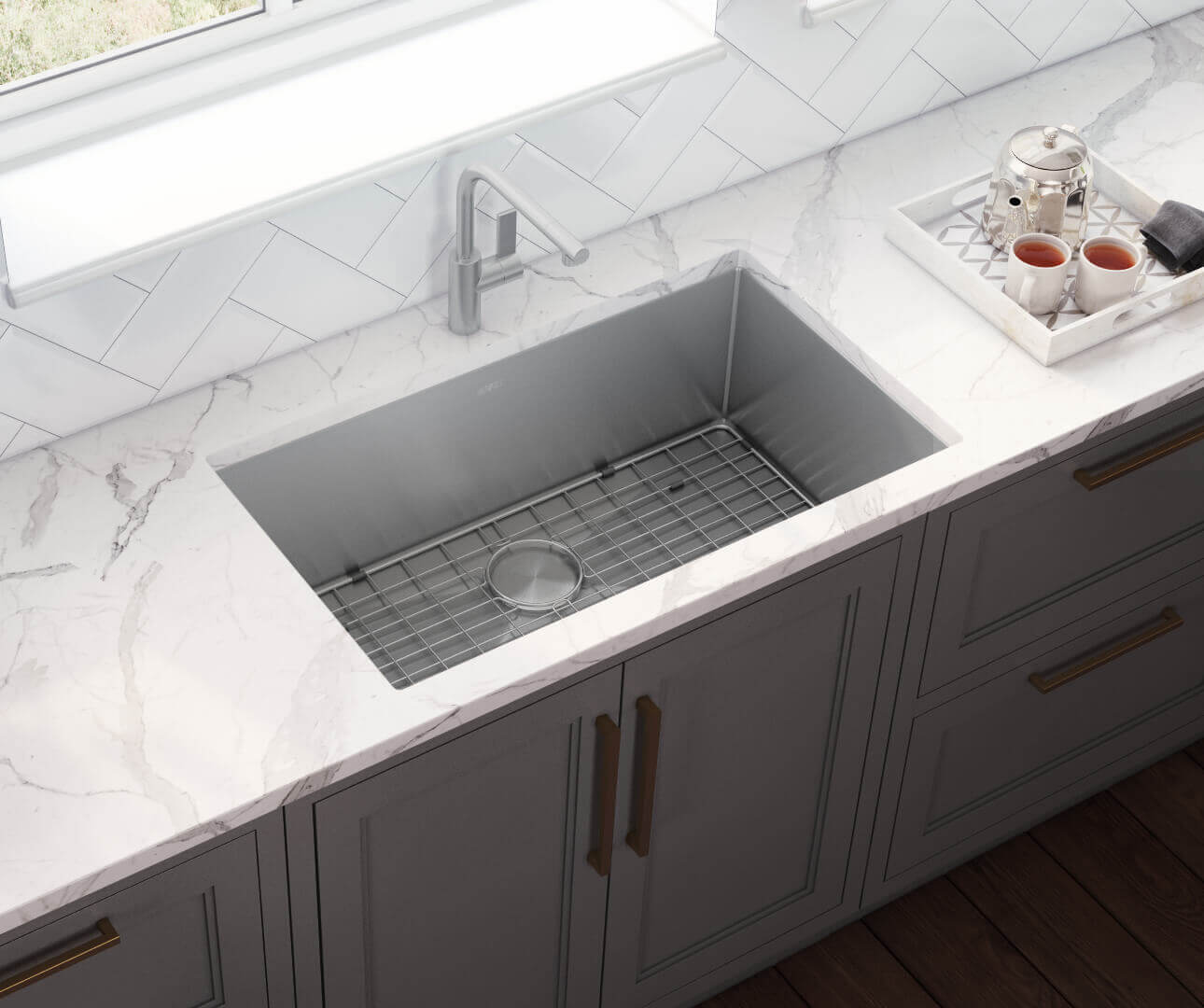 Gravena Ruvati 32-inch Undermount 16 Gauge Rounded Corners Kitchen Sink Stainless Steel Single Bowl – Model# RVH7400