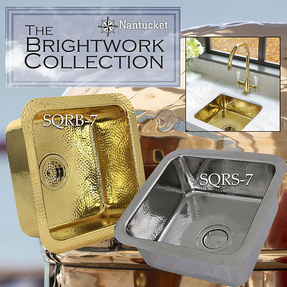 Nantucket Sinks - 16-1/2" Square Stainless Steel Hammered Bar/Prep Sink Model# SQRS-7
