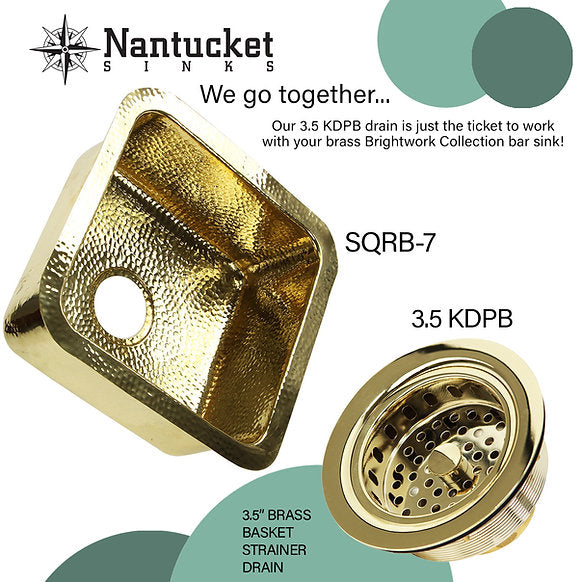 Nantucket Sink Hammered Brass Square Undermount Bar Sink Model# SQRB-7