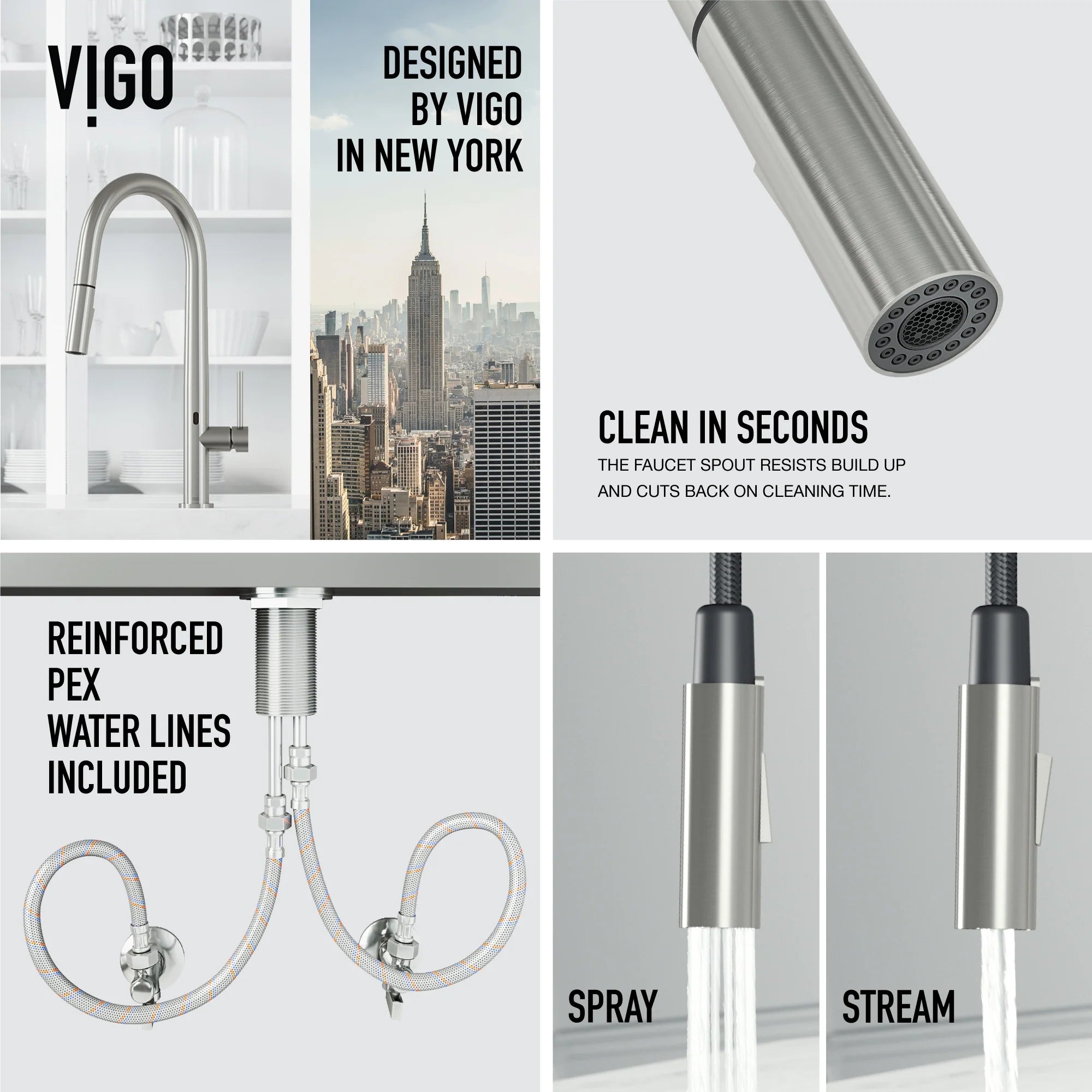 VIGO - Greenwich 18 in. Single Handle Smart Pull-Down Touchless Sensor Kitchen Faucet In Stainless Steel Finish Model# VG02029STS
