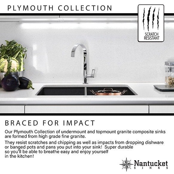 Nantucket Sinks -33" Undermount Granite Composite Sink In Titanium Color Model# PR3320-TI-UM