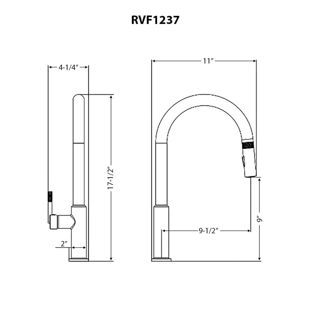 Vestia Model: RVF1237BN Ruvati Vestia Single Handle Pull Down Kitchen Faucet Knurling Contemporary with Sprayer in Stainless Steel – RVF1237BN