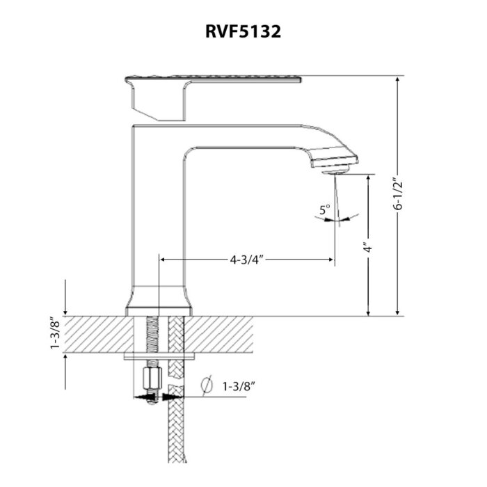 Decora Model: RVF5132BN Ruvati Decora Single Handle Square Art Deco Square Transitional Bathroom Faucet in Brushed Nickel – RVF5132BN