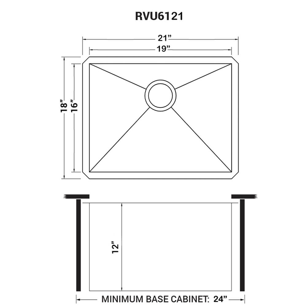 Savona Ruvati 21″ x 18″ x 12″ Deep Laundry Utility Sink Undermount 16 Gauge Stainless Steel – Model# RVU6121