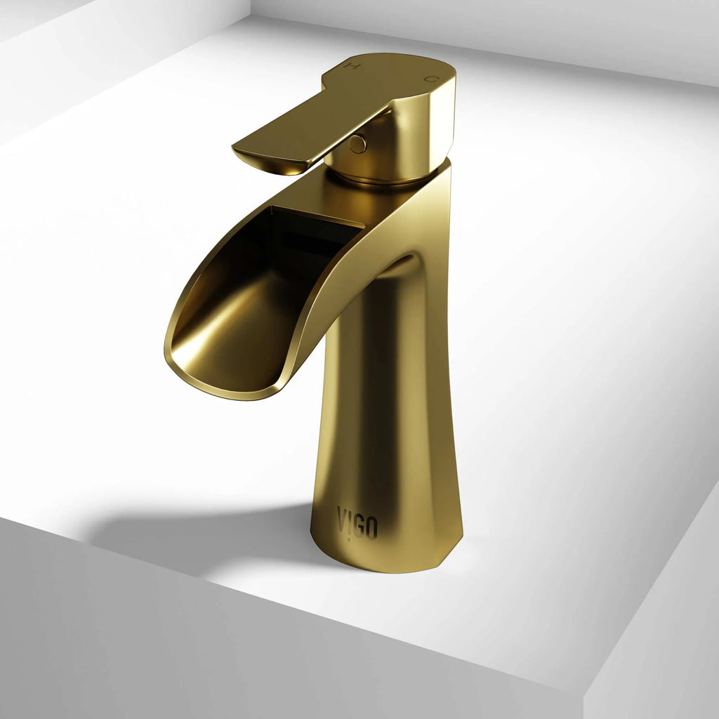 VIGO - Paloma Single Hole Single Handle Open Front Bathroom Faucet In Matte Brushed Gold Model# VG01041MG