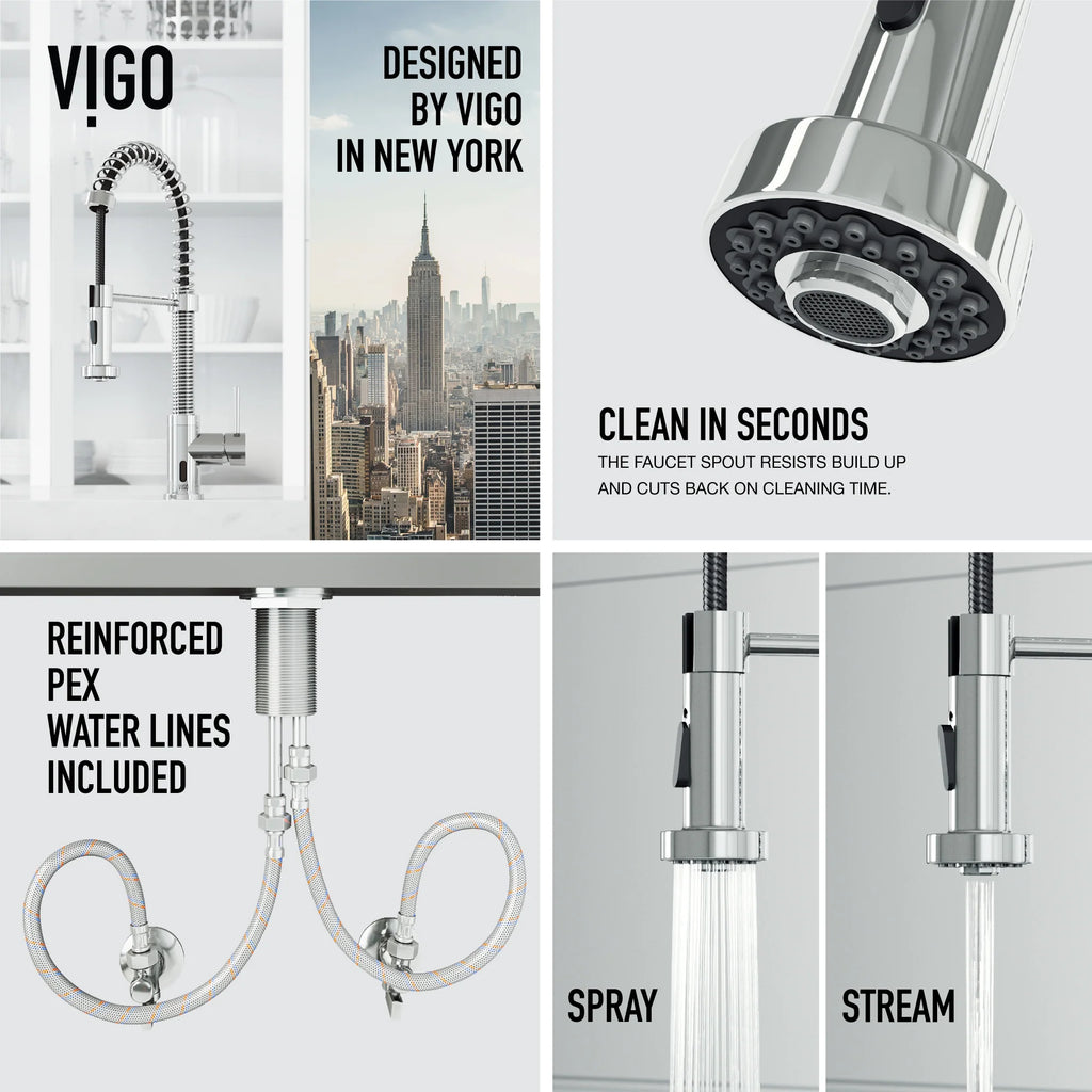 VIGO - Edison 19" Single Handle Smart Pull-Down Touchless Kitchen Faucet With Spring In Chrome Finish Model# VG02001CHS