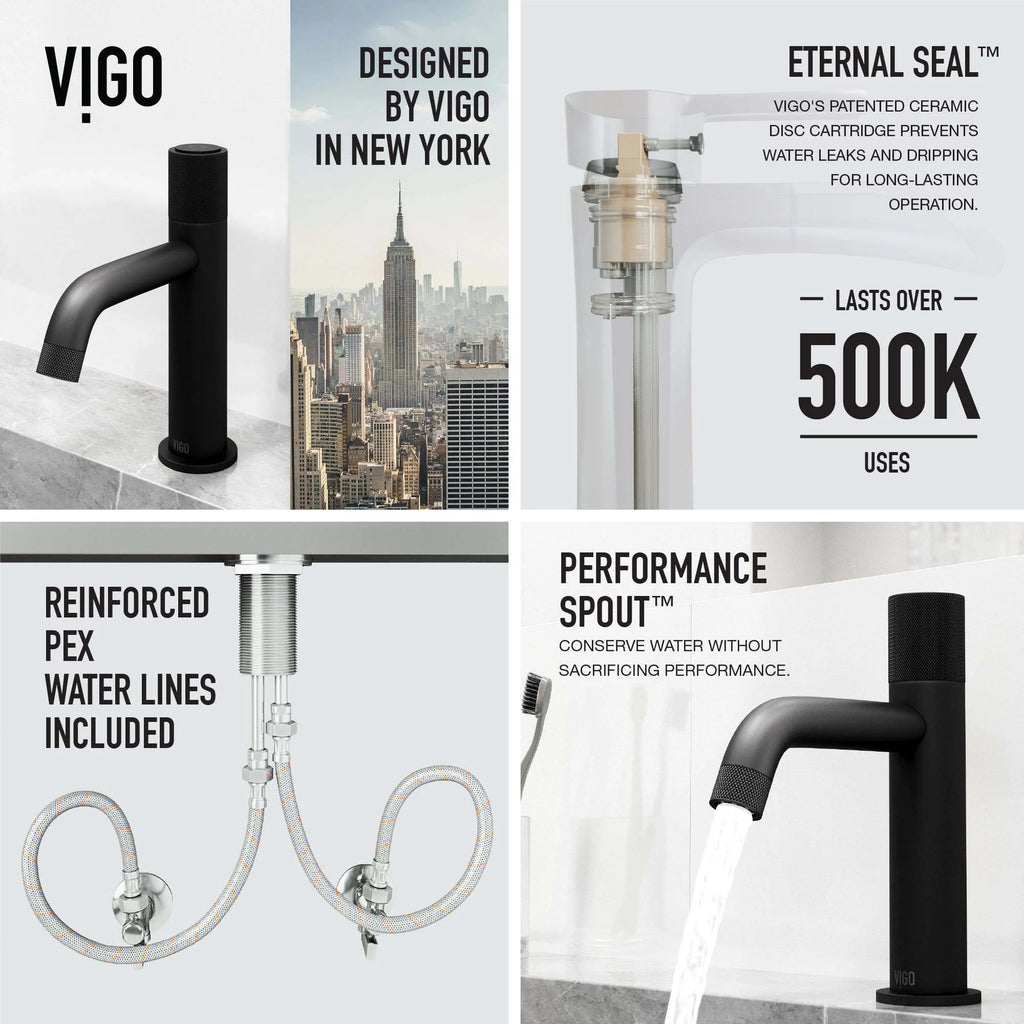 VIGO - Apollo Single Hole Bathroom Faucet In Matte Black Model# VG01048MB
