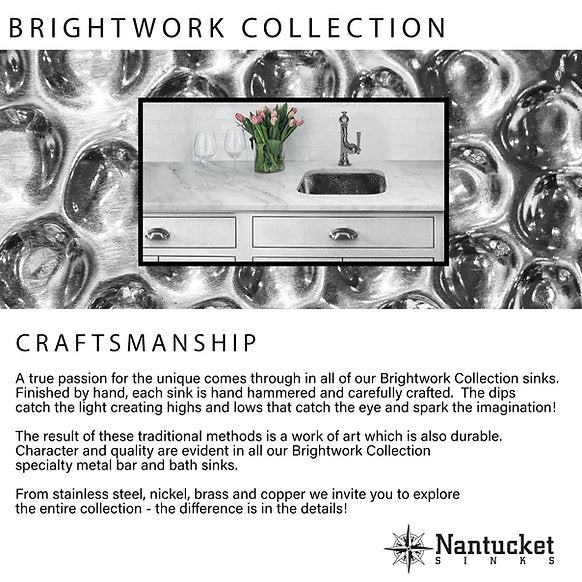 Nantucket Sinks - 23" Dual Mount Hand Hammered Stainless Steel 12" Deep Sink Model# KSSH2318-12
