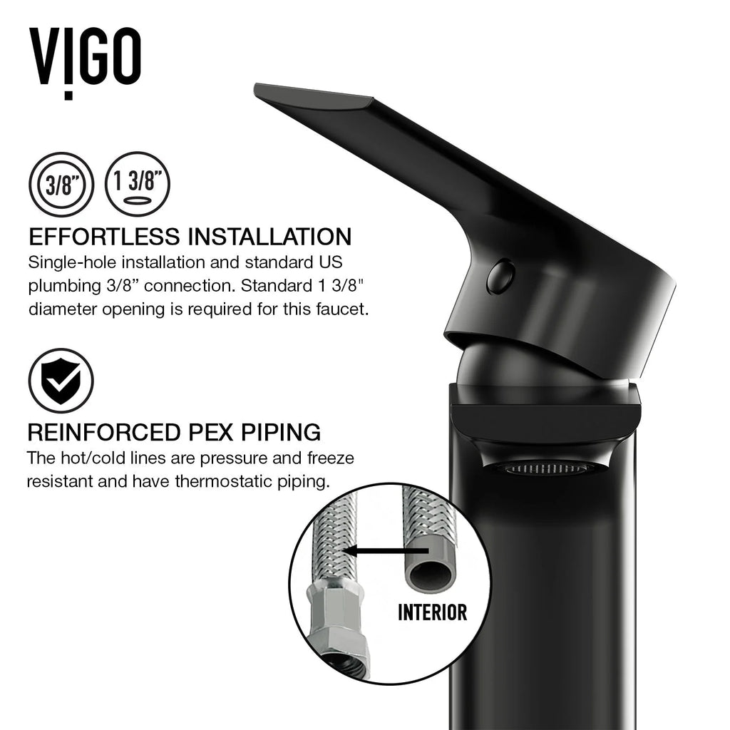 VIGO - Davidson Single Hole Single Lever Bathroom Faucet In Matte Black Model# VG01043MB