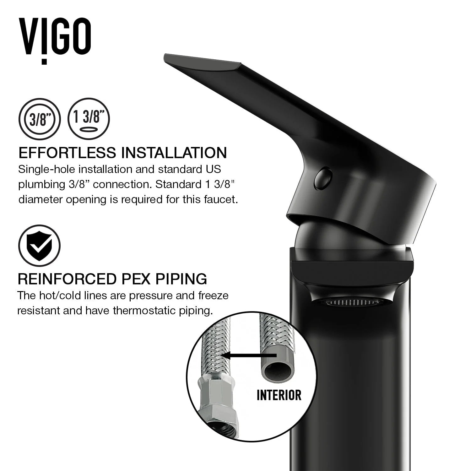 VIGO - Davidson Single Hole Single Lever Bathroom Faucet In Matte Black Model# VG01043MB