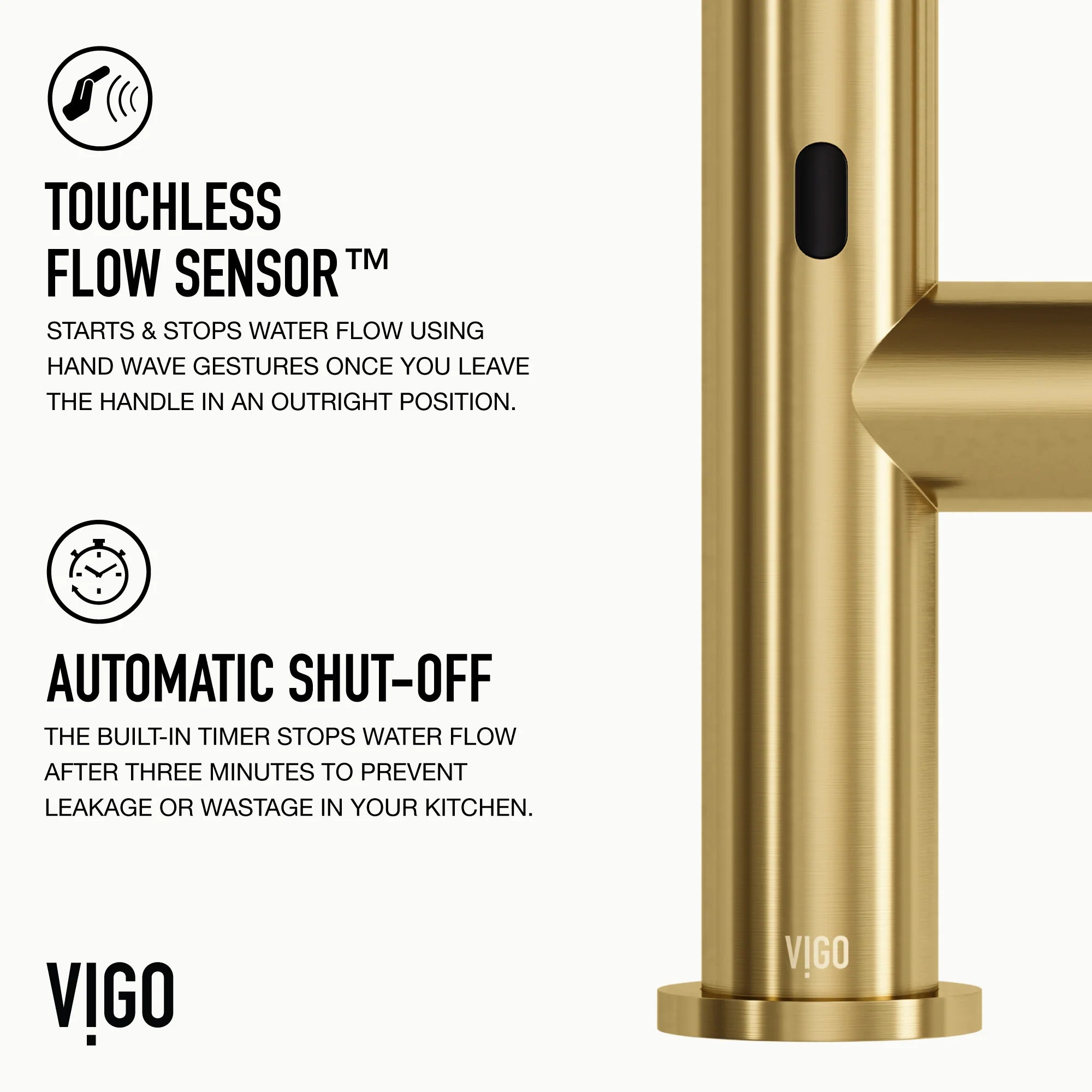VIGO - Greenwich 18 in. Single Handle Smart Pull-Down Touchless Sensor Kitchen Faucet In Matte Brushed Gold Finish Model# VG02029MGS