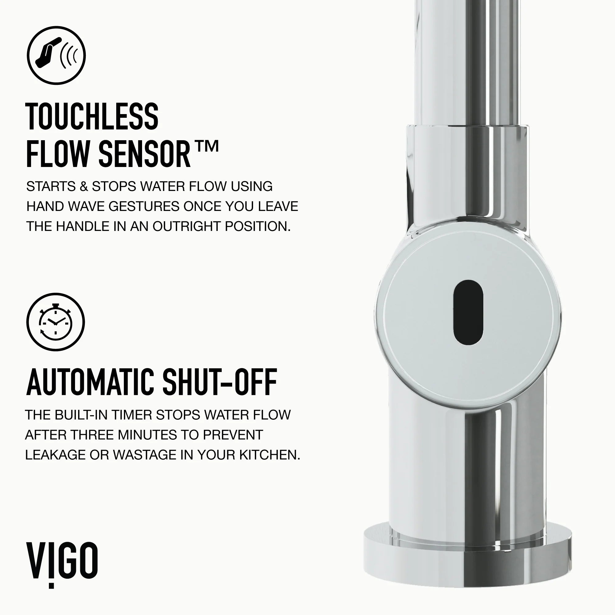 VIGO - Gramercy 17" Single Handle Smart Pull-Down Kitchen Touchless Faucet In Chrome Model# VG02008CHS