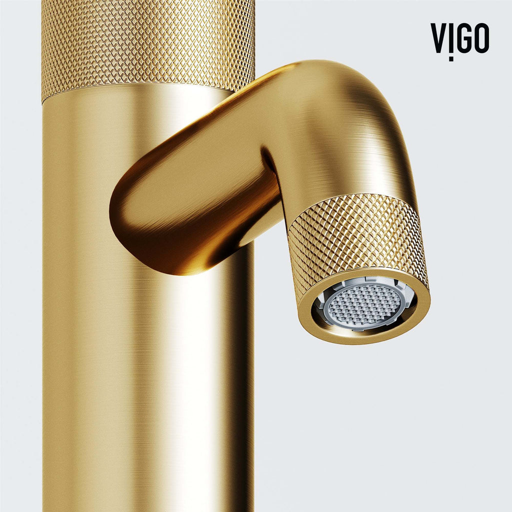 VIGO - Apollo Single Hole Bathroom Faucet In Matte Brushed Gold Model# VG01048MG