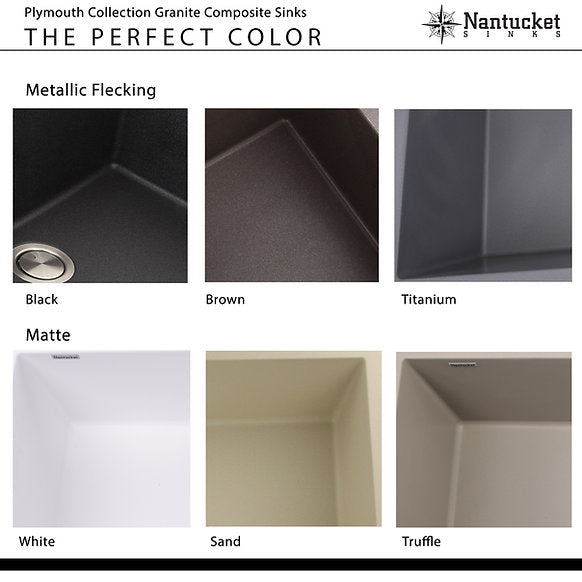 Nantucket Sinks -33" Undermount Granite Composite Sink In Titanium Color Model# PR3320-TI-UM