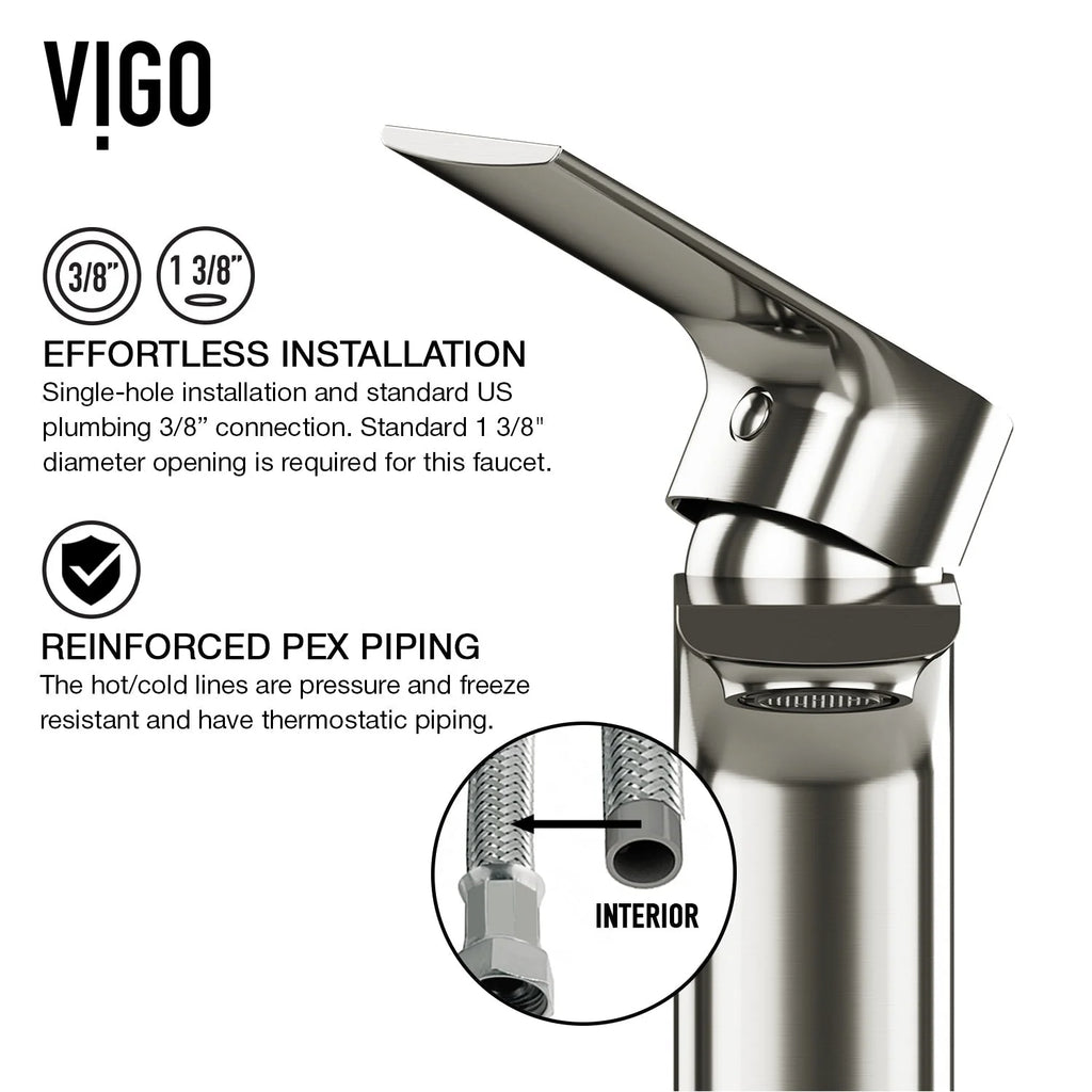 VIGO - Davidson Single Hole Single Lever Bathroom Faucet In Brushed Nickel Model# VG01043BN