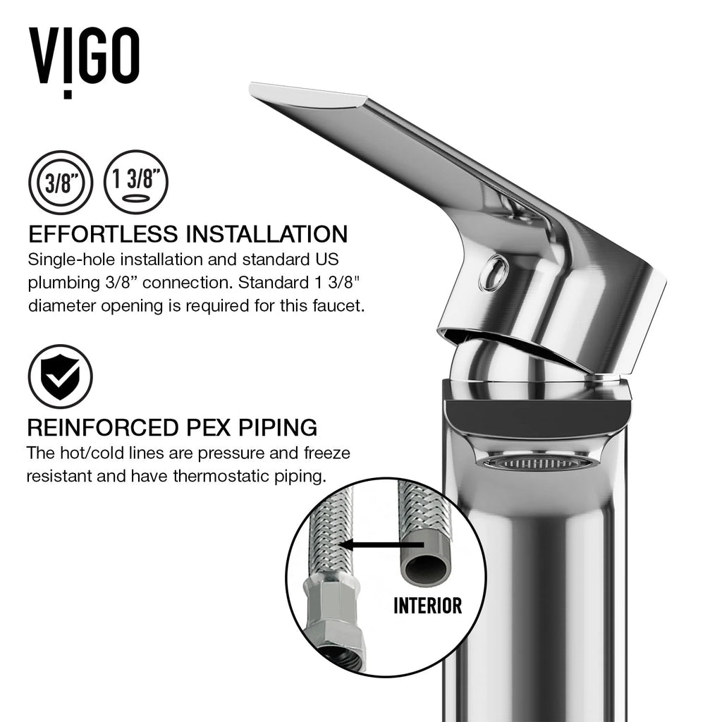 VIGO - Davidson Single Hole Single Lever Bathroom Faucet In Chrome Model# VG01043CH