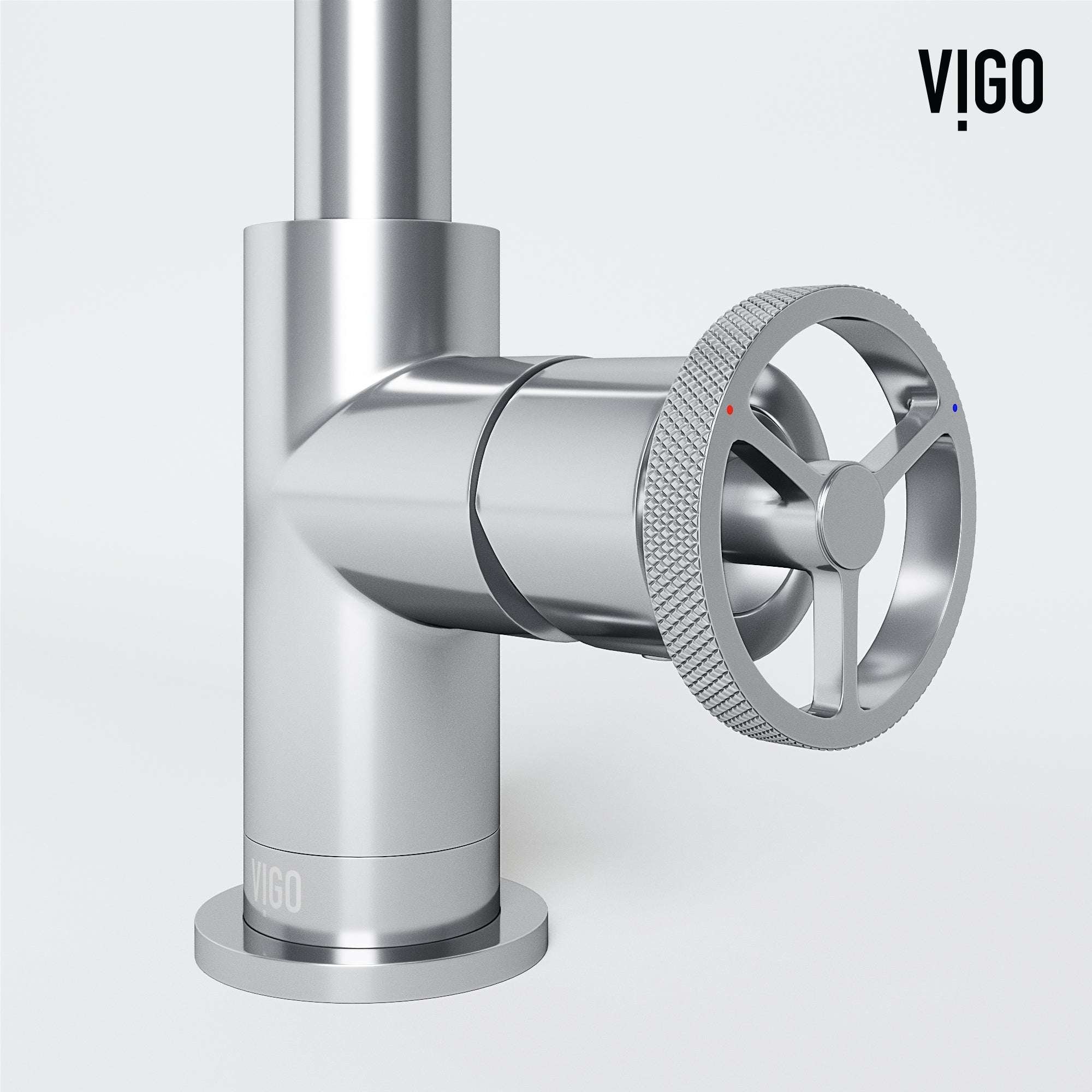 VIGO - Cass Single Hole Bathroom Faucet with Knurled Wheel Handle In Chrome Model# VG01047CH