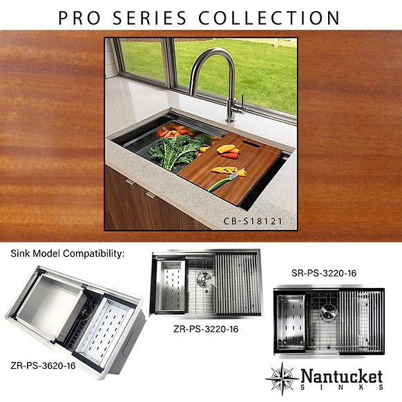 Nantucket Sinks - 36" Pro Series Workstation Undermount Stainless Steel Kitchen Sink Model#   ZR-PS-3620-16
