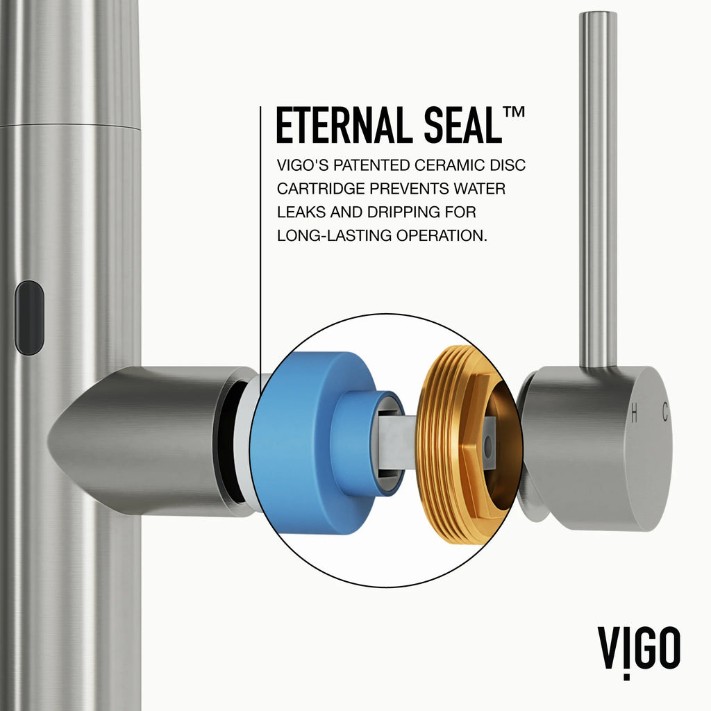 VIGO - Greenwich 18 in. Single Handle Smart Pull-Down Touchless Sensor Kitchen Faucet In Stainless Steel Finish Model# VG02029STS
