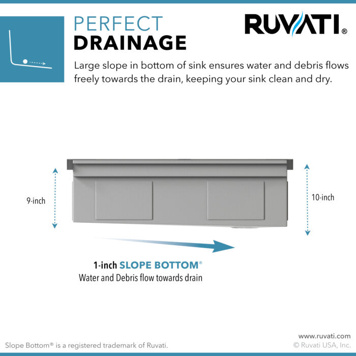 Dual-Tier Pro Ruvati 33" Workstation Two-Tiered Ledge Kitchen Sink Undermount 16 Gauge Stainless Steel – Model# RVH6222ST